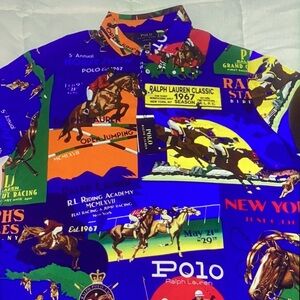 Ralph Lauren Blue and Green Casual Button Down Shirt Polo